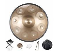 Handpan Drum 9/10/12 Notas Tambor Handpan de 22 pulgadas 432 HZ/440 HZ D menor for curación de sonido, meditación personal, yoga, con bolsa suave, mazos, soporte for tambor Handpan, paño de limpieza(C