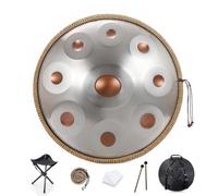 Handpan Drum 9/10/12 Notas Tambor Handpan de 22 pulgadas 432 HZ/440 HZ D menor for curación de sonido, meditación personal, yoga, con bolsa suave, mazos, soporte for tambor Handpan, paño de limpieza(C