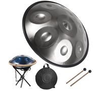Handpan Drum 9/10/12 Note 440Hz D Minor 56cm Handpan Instrument D Menor Handpan Music Percusión para La Curación Del Sonido, Meditación Personal, Yoga(Plata,9 notas)