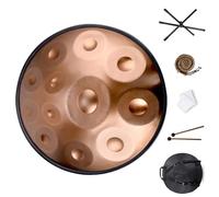 Handpan Drum Con Protección De Borde De Ratán Para Familiares Y Amigos For Meditation And Relaxation, Handpan 22 Pulgadas 9/10/12 Notas Tambor De Acero(Gold,12 Notes (432Hz))