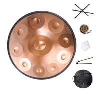 Handpan Drum Con Protección De Borde De Ratán Para Familiares Y Amigos For Meditation And Relaxation, Handpan 22 Pulgadas 9/10/12 Notas Tambor De Acero(Gold,10 Notes (432Hz))