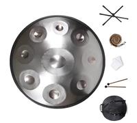 Handpan Drum Con Protección De Borde De Ratán Para Familiares Y Amigos For Meditation And Relaxation, Handpan 22 Pulgadas 9/10/12 Notas Tambor De Acero(Silver,9 Notes (440Hz))