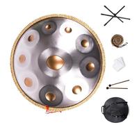 Handpan Drum Con Protección De Borde De Ratán Para Familiares Y Amigos For Meditation And Relaxation, Handpan 22 Pulgadas 9/10/12 Notas Tambor De Acero(Golden eye,10 Notes (432Hz))