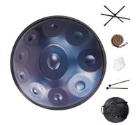 Handpan Drum Con Protección De Borde De Ratán Para Familiares Y Amigos For Meditation And Relaxation, Handpan 22 Pulgadas 9/10/12 Notas Tambor De Acero(Blue,10 Notes (440Hz))