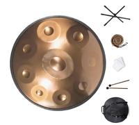 Handpan Drum Con Protección De Borde De Ratán Para Familiares Y Amigos For Meditation And Relaxation, Handpan 22 Pulgadas 9/10/12 Notas Tambor De Acero(Gold,9 Notes (432Hz))