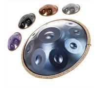 Handpan Drum D Menor Tambor de acero 22 pulgadas Percusión de Tambor Handpan para sanación de sonido, meditación, yoga con Bolsa Suave 2 Mazos y Soporte(Azul,10 Notes)