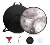 Handpan Drum De 22 Pulgadas, Instrumentos De Percusión Handpan De Acero De 432 Hz/440 Hz, Tambor de mano de armonía De 9/10/12 Notas, Para Educación Musical(B,10 notes(432Hz))