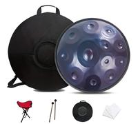 Handpan Drum De 22 Pulgadas, Instrumentos De Percusión Handpan De Acero De 432 Hz/440 Hz, Tambor de mano de armonía De 9/10/12 Notas, Para Educación Musical(D,10 notes(432Hz))