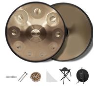 HandPan Drum De 432 Hz, Tambores Hand Pan De 9/10/12 Notas Para Adultos Y Niños, Tambor De Lengua De Acero De 56 Cm Para Educación Musical, Yoga, Meditación Y Regalos Zen(Plata,10)