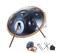 Handpan Drum de acero De 22 Pulgadas, Instrumento De tambor Handpan, 9/10/12 Notas 440 Hz Tambor de Acero Hand Pan en D Minor, con mango suave, baquetas, soporte(Blue,9 Notes)