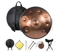 Handpan Drum Gold 440hz Steel Tongue Drum, 22 pulgadas Handpan Instrument Tambor de Acero, Con Bolsa Suave Baquetas, Soporte, para Meditación y Yoga(Gold,12 Notes)