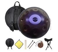 Handpan Drum Gold 440hz Steel Tongue Drum, 22 pulgadas Handpan Instrument Tambor de Acero, Con Bolsa Suave Baquetas, Soporte, para Meditación y Yoga(Dark purple,12 Notes)