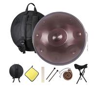 Handpan Drum Gold 440hz Steel Tongue Drum, 22 pulgadas Handpan Instrument Tambor de Acero, Con Bolsa Suave Baquetas, Soporte, para Meditación y Yoga(Purple,9 Notes)