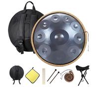 Handpan Drum Gold 440hz Steel Tongue Drum, 22 pulgadas Handpan Instrument Tambor de Acero, Con Bolsa Suave Baquetas, Soporte, para Meditación y Yoga(Blue,10 Notes)