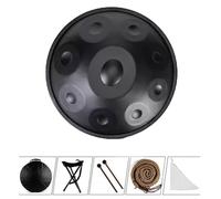 Handpan Drum - Handpan Drums Sets, 18 Pulgadas, Sol Menor, 9 Notas, 440 Hz, Tambor De Mano De Acero Inoxidable for Adultos, for Educación Musical, Reuniones Y Presentaciones(Black)