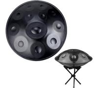 Handpan Drum Harmónico De Acero En Re Menor 9/10/12 Notas Y 22 Pulgadas Con Bolsa Suave De Tansporte, Percusión Instrumental Armónica Para Sanación Con Sonido (12 NOTES_440HZ,Black)