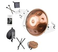 Handpan Drum Instrument - 22-Inch 9-Note D Kurd 440Hz - Hand Tuning Handpan - Hand pan Includes Soft Bag, Mallets, Stand, Note Stickers, Cleaning Cloth(Gold,440hz 9 Notes)