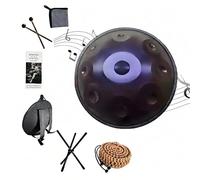 Handpan Drum Instrument - 22-Inch 9-Note D Kurd 440Hz - Hand Tuning Handpan - Hand pan Includes Soft Bag, Mallets, Stand, Note Stickers, Cleaning Cloth(Dark Purple,440hz 10 Notes)