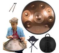 Handpan Drum Instrumento De Percusión 56cm 432 Hz/440 Hz Con Mazos, Soporte Handpan, 9/10/12 Notas,Handpan Para Sanación Del Sonido, Meditación Personal, Yoga(Gold,9 Notes(440HZ))