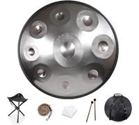 Handpan Drum Instrumentos De Percusión, 9/10/12 Tambor Handpan De Armonía Profesional De Tres Tonos, Tambor Handpan D Menor 440 Hz Adecuado for Musicoterapia Meditación Yoga (Color : Silver, Size :