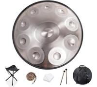 Handpan Drum Instrumentos De Percusión, 9/10/12 Tambor Handpan De Armonía Profesional De Tres Tonos, Tambor Handpan D Menor 440 Hz Adecuado for Musicoterapia Meditación Yoga (Color : Silver, Size :