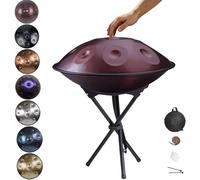 Handpan Drum Kurdo De 22 Pulgadas En Re - 9/10/12 Notas Instrumentos De Percusión Handpan De Acero Con Bolsa Y Soporte, Percusión Armónica Para Yoga Y Actuaciones(E,440HZ/10Note)
