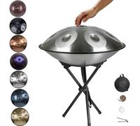 Handpan Drum Kurdo De 22 Pulgadas En Re - 9/10/12 Notas Instrumentos De Percusión Handpan De Acero Con Bolsa Y Soporte, Percusión Armónica Para Yoga Y Actuaciones(B,432HZ/10Note)