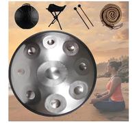 Handpan Drum Para Acampar, Meditar O Hacer Yoga, Juego De Tambores Handpan De Acero Para Adultos De 432 Hz/440 Hz Para Meditación Yoga Zen(Silver,9 Notes (432Hz))