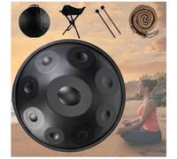 Handpan Drum Para Acampar, Meditar O Hacer Yoga, Juego De Tambores Handpan De Acero Para Adultos De 432 Hz/440 Hz Para Meditación Yoga Zen(Black,9 Notes (440Hz))