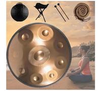 Handpan Drum Para Acampar, Meditar O Hacer Yoga, Juego De Tambores Handpan De Acero Para Adultos De 432 Hz/440 Hz Para Meditación Yoga Zen(Gold,9 Notes (440Hz))