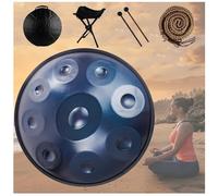 Handpan Drum Para Acampar, Meditar O Hacer Yoga, Juego De Tambores Handpan De Acero Para Adultos De 432 Hz/440 Hz Para Meditación Yoga Zen(Blue,9 Notes (440Hz))