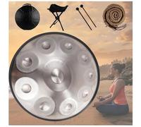 Handpan Drum Para Acampar, Meditar O Hacer Yoga, Juego De Tambores Handpan De Acero Para Adultos De 432 Hz/440 Hz Para Meditación Yoga Zen(Silver,10 Notes (440Hz))