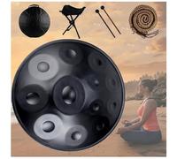 Handpan Drum Para Acampar, Meditar O Hacer Yoga, Juego De Tambores Handpan De Acero Para Adultos De 432 Hz/440 Hz Para Meditación Yoga Zen(Black,12 Notes (440Hz))