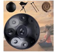 Handpan Drum Para Acampar, Meditar O Hacer Yoga, Juego De Tambores Handpan De Acero Para Adultos De 432 Hz/440 Hz Para Meditación Yoga Zen(Black,10 Notes (440Hz))