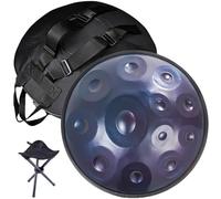 Handpan Drum Para Sanación Del Sonido, Meditación Personal,Yoga,9/10/12 Notas 432 Hz/440 Hz Hand Pan Instrumento De Percusión Con Soporte,Mazos,D Minor,56cm(Blue,12 Notes(440HZ))