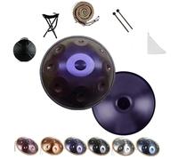 Handpan Drum Profesional Hand pan en re menor 12 Notas 440 Hz Handpan 55cm Handpan Music drum Resonancia Cómoda Ideal para Principiantes en Sanación con Sonido, Meditación(Dark Purple,440hz 9 Notes)