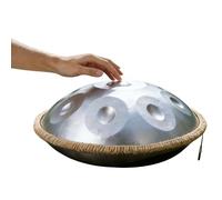 Handpan Drum Tambor de Acero de 56 cm en D menor con 9/10/12 Notas 432Hz/440Hz, Percusión Hand Tuning, con Funda Protectora, Soporte y Mazos para Meditación Profunda(Plata,432Hz/9Note)