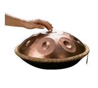 Handpan Drum Tambor de Acero de 56 cm en D menor con 9/10/12 Notas 432Hz/440Hz, Percusión Hand Tuning, con Funda Protectora, Soporte y Mazos para Meditación Profunda(Marrón,440Hz/10Note)