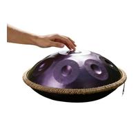 Handpan Drum Tambor de Acero de 56 cm en D menor con 9/10/12 Notas 432Hz/440Hz, Percusión Hand Tuning, con Funda Protectora, Soporte y Mazos para Meditación Profunda(Morada,432Hz/9Note)