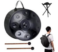 Handpan Drum Tambor De Mano De Acero De 432 Hz/440 Hz Para Adultos, 22 Pulgadas, 9/10/12 Notas, Instrumento De Percusión Con Bolsa Blanda Para Pan, Mazos Y Soporte(Black,10 Notes (440Hz))