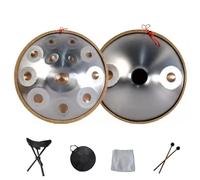 Handpan Drum - Tambor De Mano - Steel Hand Drums, Instrumento De Percusión De Tambor Handpan De 22 Pulgadas Tambor De Mano De Acero - Tambor De Mano En Re Menor Kurdo, Tambores Handpan 440 Hz(Silver,1