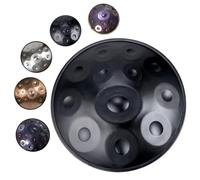 Handpan Drums de 432Hz/440Hz, 12 Notas Percusión de Tambor Handpan para Sanación con Sonido, Yoga, Steel Tongue Drum Con Trípode, Handpan De Acero(Negro,440Hz)