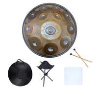 Handpan Drums Sets 22 pulgadas D Minor Steel Hand Drum Print Adultos Handpan con bolsa de mano suave, 2 mazos de handpan, soporte de Handpan, paño sin polvo C