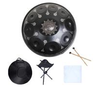 Handpan Drums Sets 22 pulgadas D Minor Steel Hand Drum Print Adultos Handpan con bolsa de mano suave, 2 mazos de handpan, soporte de Handpan, paño sin polvo B