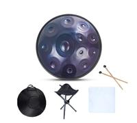 Handpan Drums Sets D Menor Tambor de mano de acero de 22 pulgadas con bolsa de mano suave, 2 mazos de mano, soporte de mano (12 notas) blue
