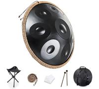 Handpan Drums Sets De 432 Hz/440 Hz, Instrumento De Percusión Handpan De Acero De 22 Pulgadas En Re Menor Para Adultos, Para Meditación, Yoga, Sanación Con Sonido(Black,440HZ/12Note)