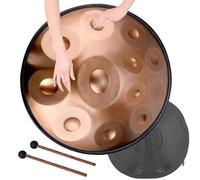 Handpan En Re Menor De 432 Hz/440 Hz｜9/10/12 Notas｜Juego De Handpan Drums De Acero Para Adultos - Con Bolsa De Mano/mazos De Handpan/soporte De Handpan/pegatinas Para Notas/paño De Limpieza(Gold,12 No