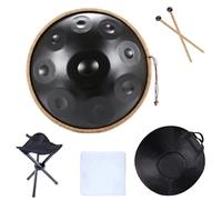 Handpan Handpan 18 pulgadas G Minor 440HZ 9 notas Pantam Steel Drum Hand Pan for principiantes Yoga Meditación Instrumentos musicales(Black)