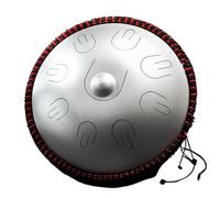 Handpan Hluru Tambor de lengua acero 14 pulgadas y 9 notas D menor instrumento percusión profesional tambor mano for yoga meditación principiante(Silver)