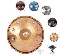 Handpan Instrument 432hz Handpan Steel Drum 1/10/12 Noten Handpan Drum In D-Moll, Inklusive Drum Tasche, Schlägel, Steel Pan Ständer, Für Anfänger, Profis, Musiktherapie(Gold,440HZ/9Note)